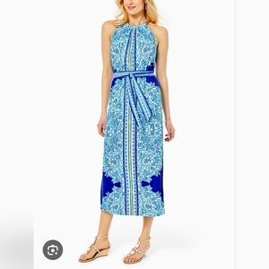 NWT Lilly Pulitzer Bingham Midi Dress Turquoise Oasis Shell Me You Love Me M